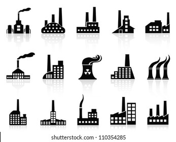 black factory icons set