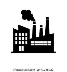 Black factory vector icon on white background