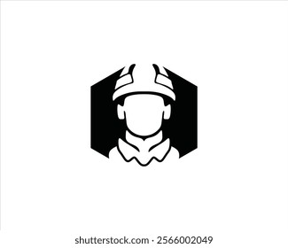 black factory worker vector illustration logo design