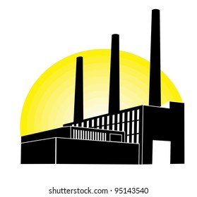 Black Factory with yellow round