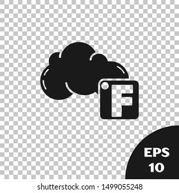 Black Fahrenheit and cloud icon isolated on transparent background.  Vector Illustration