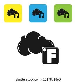 Black Fahrenheit and cloud icon isolated on white background. Set icons colorful square buttons. Vector Illustration