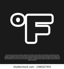 Black Fahrenheit icon isolated on black background.  Vector Illustration