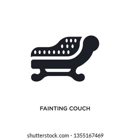 black fainting couch isolated vector icon. simple element illustration from furniture and household concept vector icons. fainting couch editable black logo symbol design on white background. can be