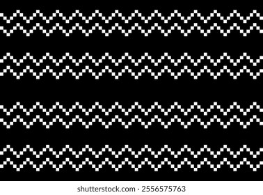 Black fair isle pattern background for fashion textiles, knitwear and graphics. Landscape mode