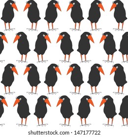Black fairy birds.Seamless pattern.