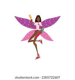 Black Fairy Girl. Free Vector Editable Template