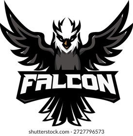 Emblema del logotipo de la mascota del águila del halcón negro