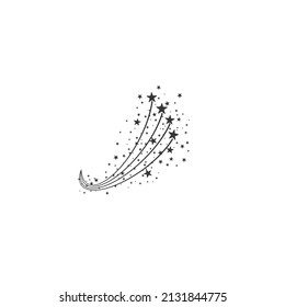 Black falling stars concept. Comet, meteoroid, asteroid, stars symbols. Shooting star abstract with star trail isolated on white background. Vector illustration