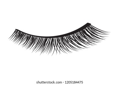 Black false eyelashes. Mascara decorative element vector illustration