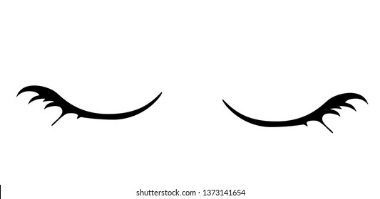 Black False eyelashes. Mascara single decorative element