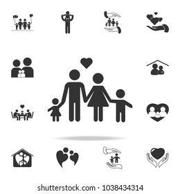 Black Family heart icon. Vector Illustration. Detailed set of family icons. Premium quality graphic design. One of the collection icons for websites, web design, mobilefamily on white background