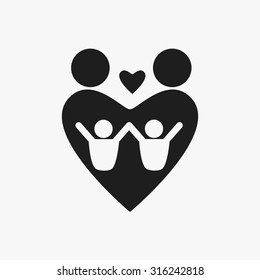 Black Family heart icons set. Vector Illustration eps10 