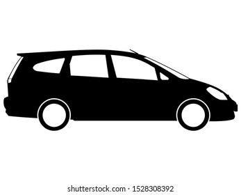 Black Family Minivan Hatchback Drawing