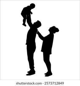 Black Family silhouette Vector illustration