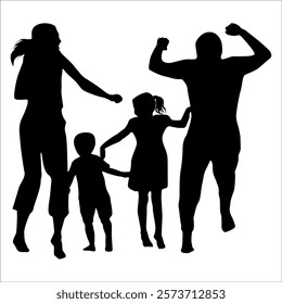 Black Family silhouette Vector illustration