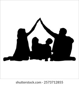 Black Family silhouette Vector illustration