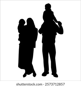 Black Family silhouette Vector illustration