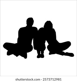 Black Family silhouette Vector illustration