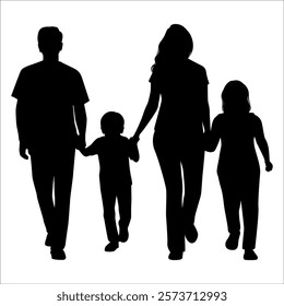 Black Family silhouette Vector illustration