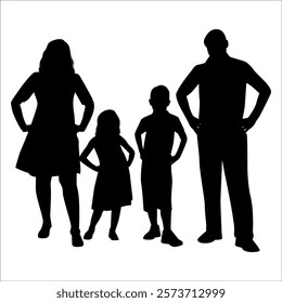 Black Family silhouette Vector illustration