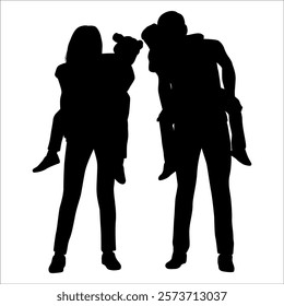 Black Family silhouette Vector illustration