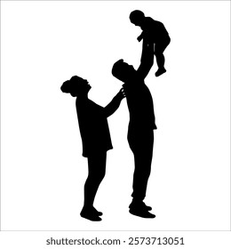 Black Family silhouette Vector illustration