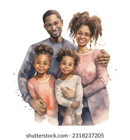 Black family in watercolor illustration