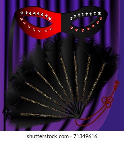 black fan and half mask