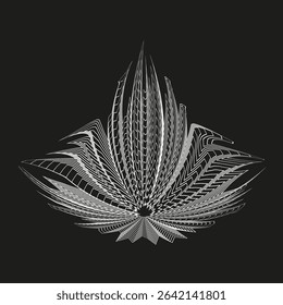 Black fan icon. Sleek floral symbol. Delicate petal shape. Vector design.