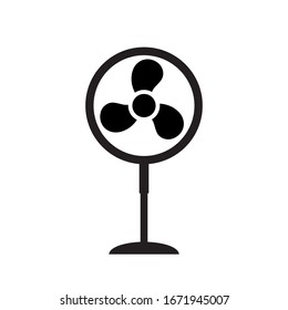 Black Fan Icon Vector on White Background