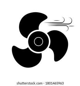Ventilador negro sobre fondo blanco, signo para diseño, ilustración vectorial