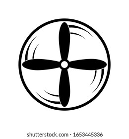 Black fan and propeller icon. Flat vector illustration on white background