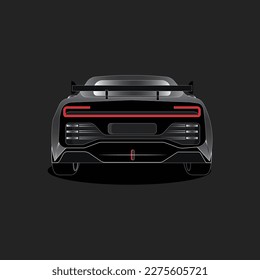 Black fancy car with red light