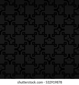 Black fancy seamless pattern background in ethnic style. Bright, graphical design for surface, wallpaper, banner or other purpose. Compound puzzle repeatable backdrop.