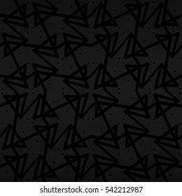 Black fancy seamless pattern in inwrought style. Retro motif. Vector background.