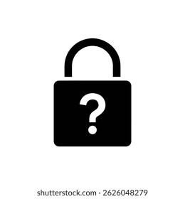 Black FAQ Lock Icon with Question in Center Solid Icon