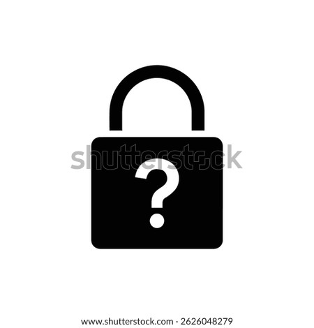 Black FAQ Lock Icon with Question in Center Solid Icon