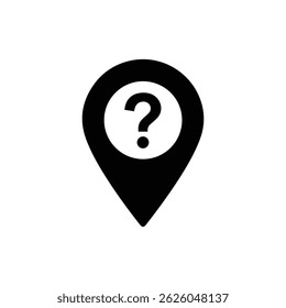 Black FAQ Map Marker Icon with Question in Center Solid Icon