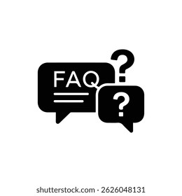 Black FAQ Message Bubble with Question Icon Overlap