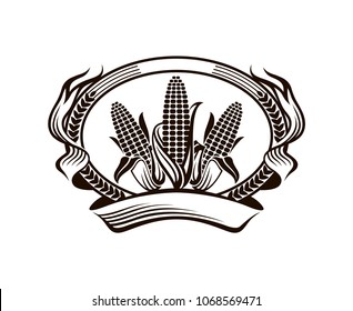 black farm corn vegetable emblem