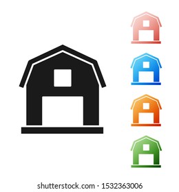 Black Farm House concept icon isolated on white background. Rustic farm landscape. Set icons colorful. Vector Illustration