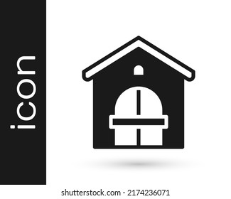 Black Farm house icon isolated on white background.  Vector