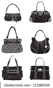 black fashion handbags set