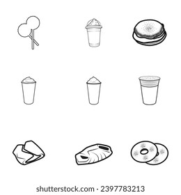 Black fast food collection with different products and drinks	