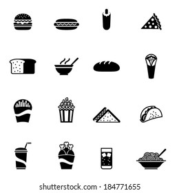 Black fast food icon - Illustration