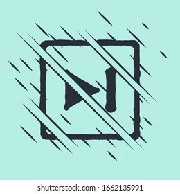Black Fast forward icon isolated on green background. Glitch style. Vector Illustration
