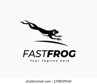 black Fast frog jump art logo design inspiration