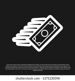 Black Fast payments icon isolated on black background. Fast money transfer payment. Financial services, fast loan, time is money, cash back concept. Vector Illustration