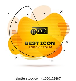 Black Fast payments icon isolated on white background. Fast money transfer payment. Financial services, fast loan, time is money, cash back concept. Fluid color banner. Vector Illustration